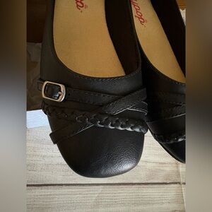 Jellypop Black Braided Strap Ballet Flats with Buckle